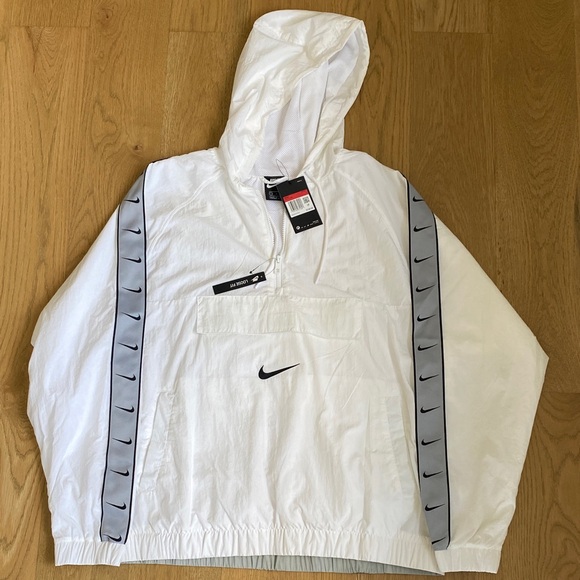 Nike White Windbreaker with Gray Stripes - Picture 1 of 4